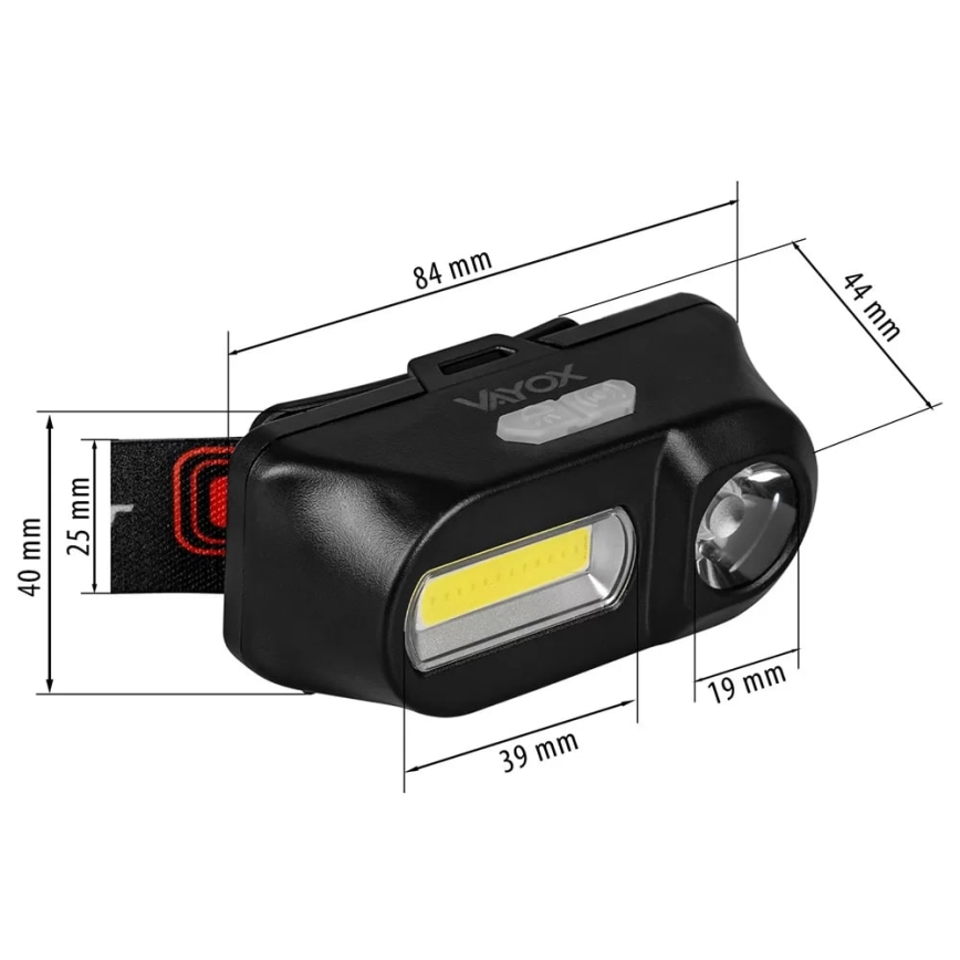 LED Stmívatelná nabíjecí čelovka 2xLED/5V IP44 210 lm 2000 mAh