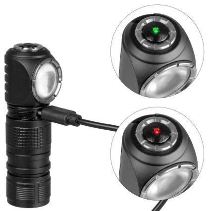 LED Stmívatelná nabíjecí čelovka s červeným světlem 3v1 LED/10W/5V IP66 500 lm 800 mAh