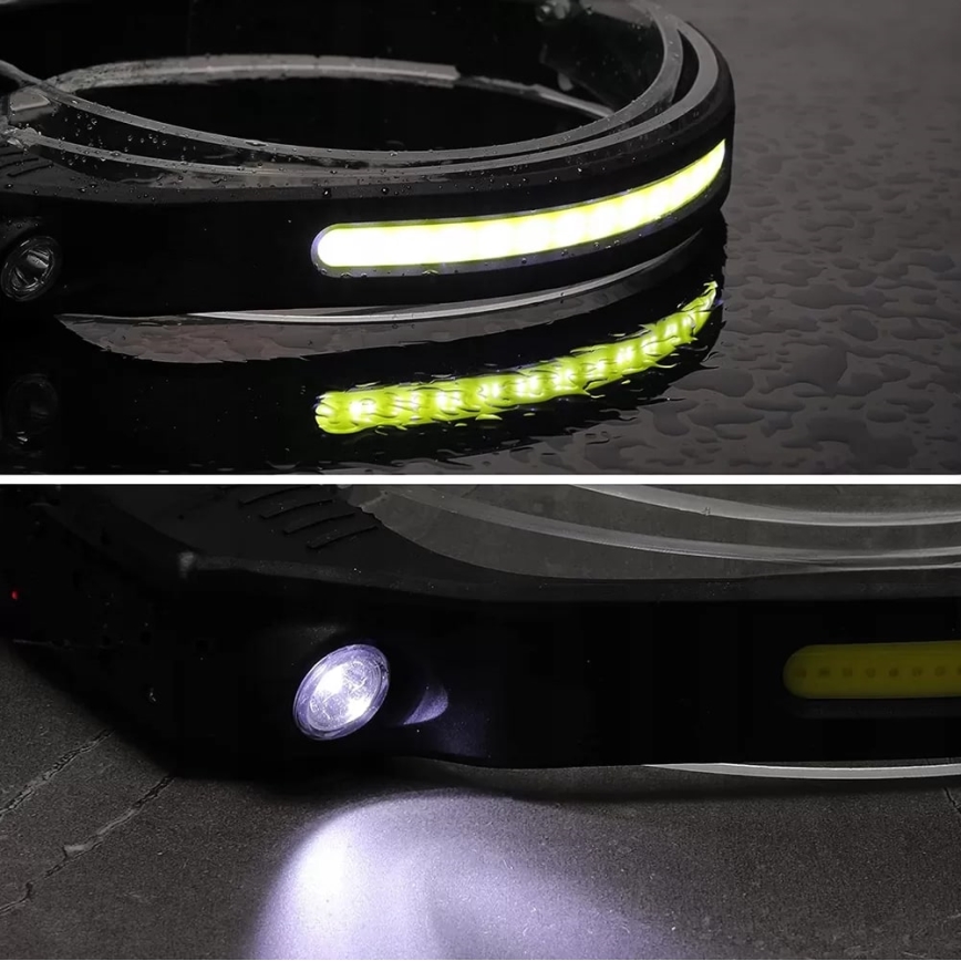 LED Stmívatelná nabíjecí čelovka se senzorem 2xLED/5V IP44 350 lm 1200 mAh