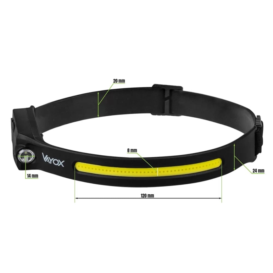 LED Stmívatelná nabíjecí čelovka se senzorem 2xLED/5V IP44 350 lm 1200 mAh