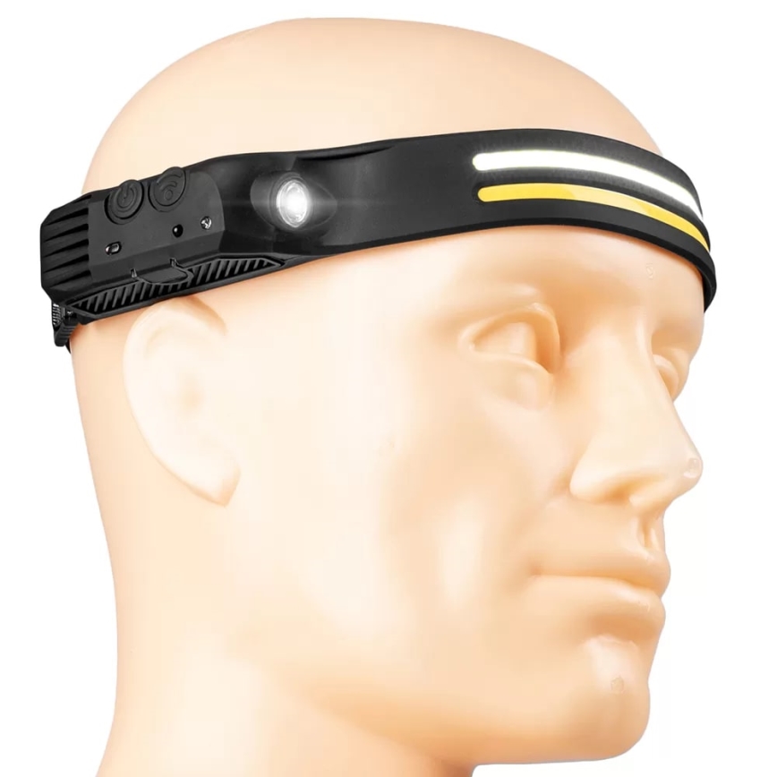 LED Stmívatelná nabíjecí čelovka se senzorem 3xLED/5V IP44 300 lm 1200 mAh