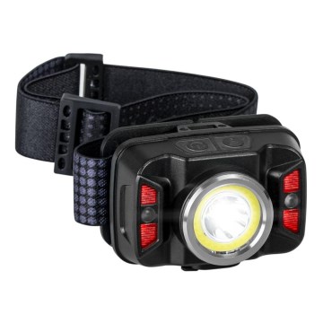 LED Stmívatelná nabíjecí čelovka se senzorem a červeným světlem LED/15W/5V IP66 430 lm 1800 mAh