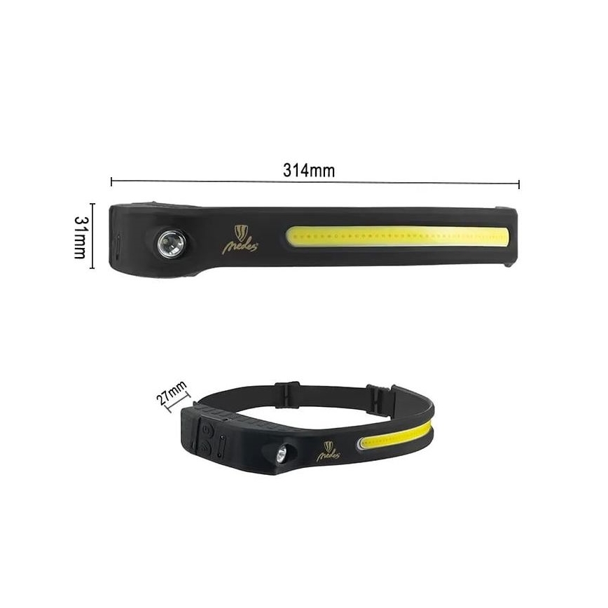 LED Stmívatelná nabíjecí čelovka se senzorem LED/8W/5V IP44 570 lm 2000 mAh