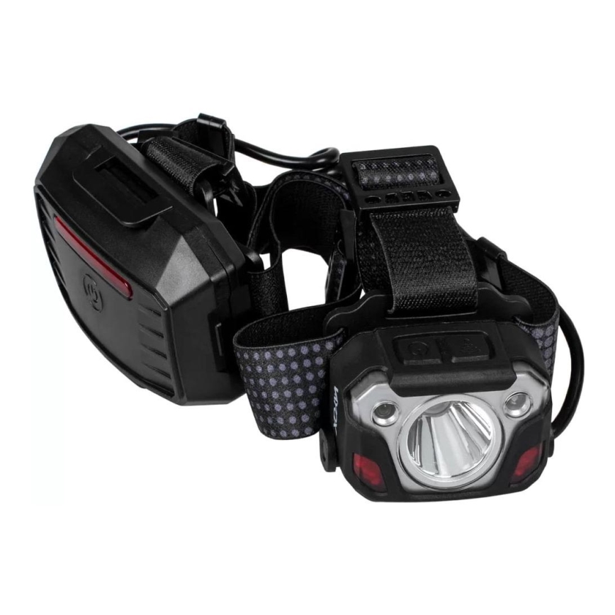 LED Stmívatelná nabíjecí čelovka se senzorem s funkcí powerbanky a červeným světlem LED/10W/5V IP44 1200 lm 4000 mAh