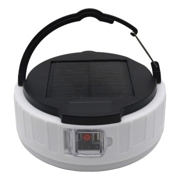 LED Stmívatelná nabíjecí solární lampa s funkcí powerbanky K3 LED/2W/5,5V 6500K IPX4 2400 mAh černá/bílá