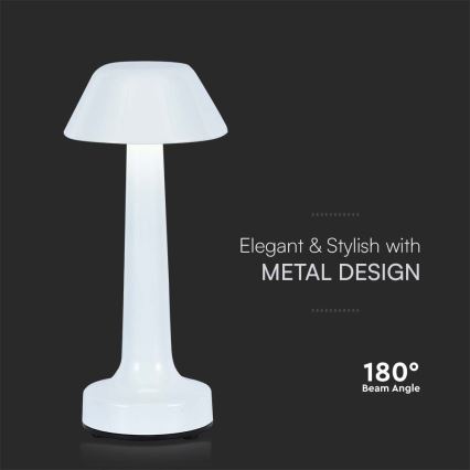 LED Stmívatelná nabíjecí dotyková stolní lampa LED/1W/5V 3000-6000K 1800 mAh bílá
