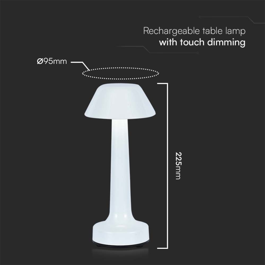 LED Stmívatelná nabíjecí dotyková stolní lampa LED/1W/5V 3000-6000K 1800 mAh bílá