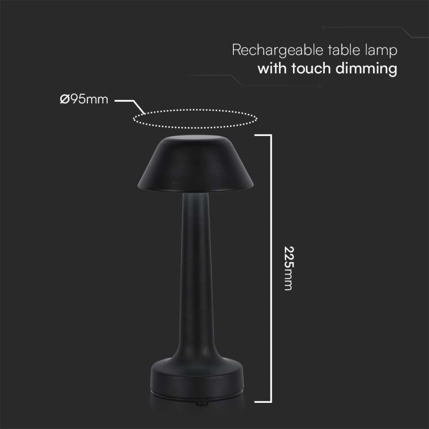 LED Stmívatelná nabíjecí dotyková stolní lampa LED/1W/5V 3000-6000K 1800 mAh černá