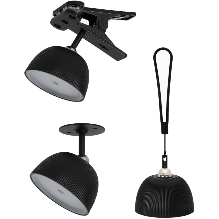 LED Stmívatelná nabíjecí stolní lampa 4v1 LED/3,5W/5V 3000/4000/6500K IP54 1800 mAh černá