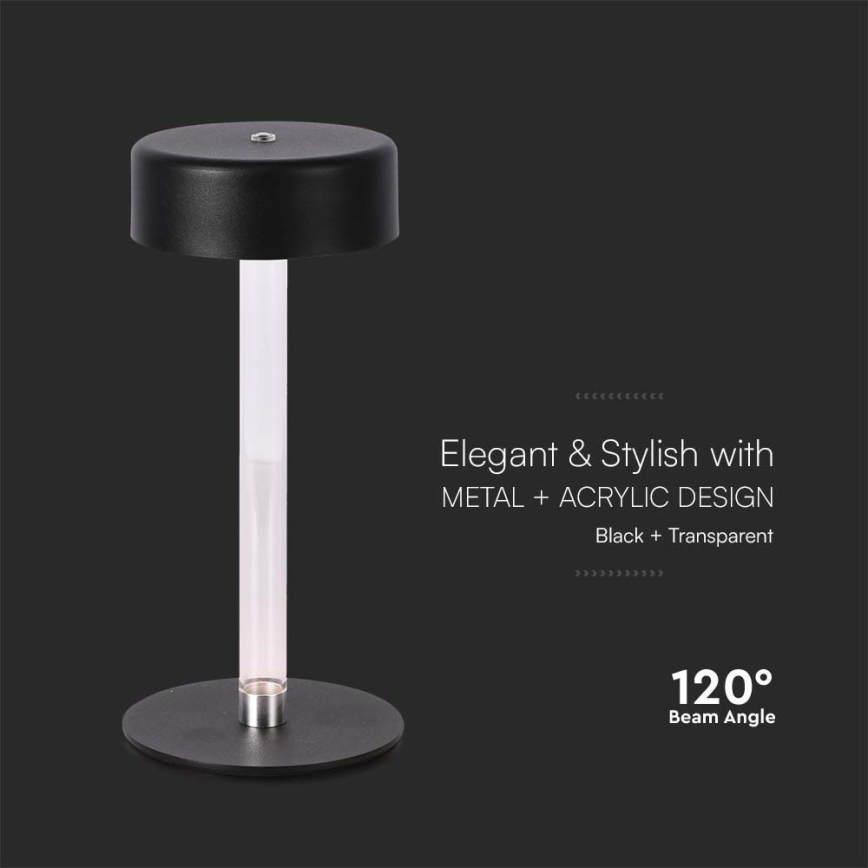 LED Stmívatelná nabíjecí dotyková stolní lampa LED/3W/5V 3000-6000K 2400 mAh černá