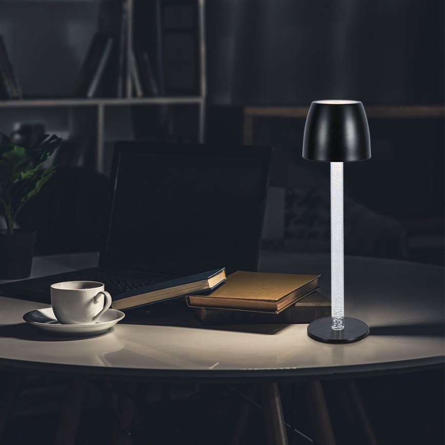 LED Stmívatelná nabíjecí dotyková stolní lampa LED/3W/5V 3000K 1800 mAh černá