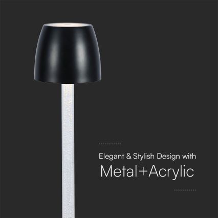 LED Stmívatelná nabíjecí dotyková stolní lampa LED/3W/5V 3000K 1800 mAh černá
