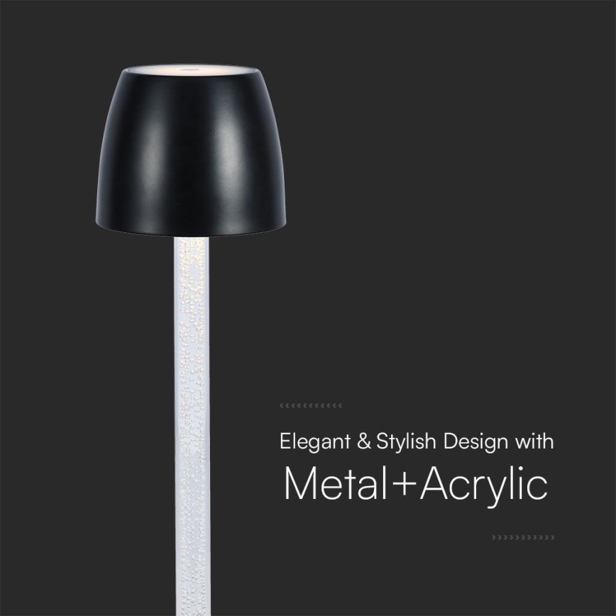 LED Stmívatelná nabíjecí dotyková stolní lampa LED/3W/5V 3000K 1800 mAh černá