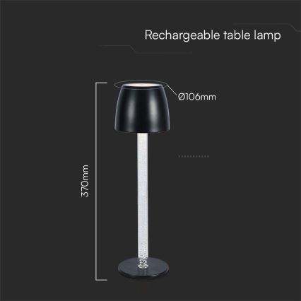 LED Stmívatelná nabíjecí dotyková stolní lampa LED/3W/5V 3000K 1800 mAh černá