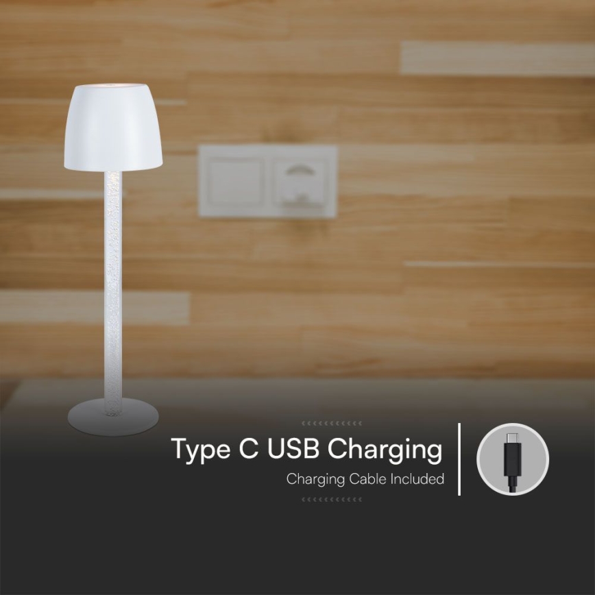 LED Stmívatelná nabíjecí dotyková stolní lampa LED/3W/5V 3000K 1800 mAh černá