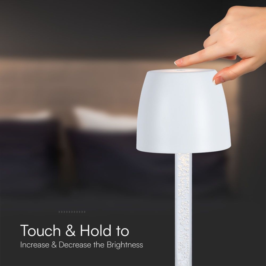 LED Stmívatelná nabíjecí dotyková stolní lampa LED/3W/5V 3000K 1800 mAh černá
