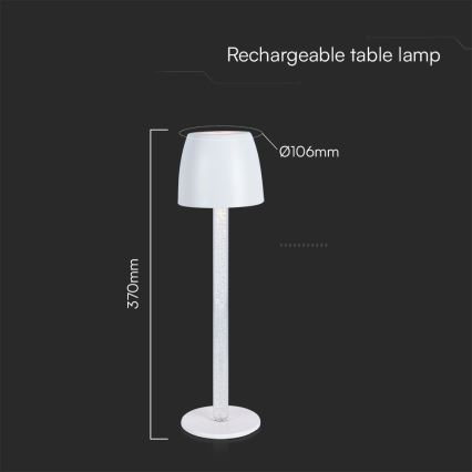 LED Stmívatelná nabíjecí dotyková stolní lampa LED/3W/5V 3000K 1800 mAh černá
