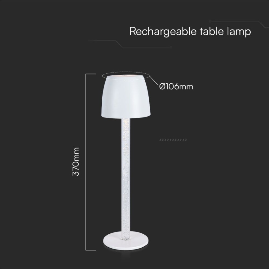 LED Stmívatelná nabíjecí dotyková stolní lampa LED/3W/5V 3000K 1800 mAh černá