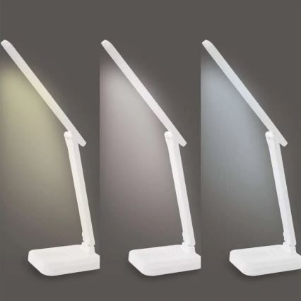 LED Stmívatelná nabíjecí stolní lampa LED/5W/3,7V 3000K/4000K/6500K 800mAh bílá