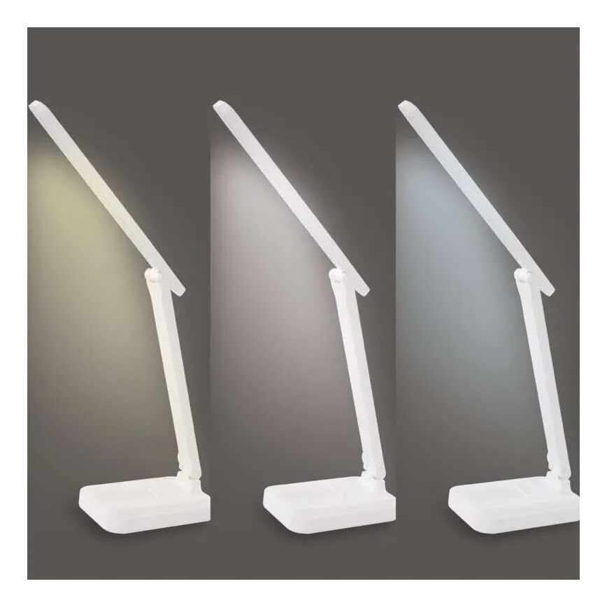 LED Stmívatelná nabíjecí stolní lampa LED/5W/3,7V 3000K/4000K/6500K 800mAh bílá