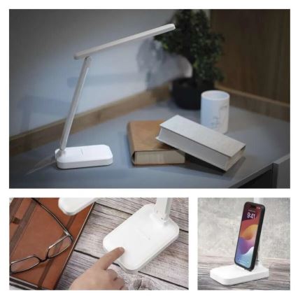 LED Stmívatelná nabíjecí stolní lampa LED/5W/3,7V 3000K/4000K/6500K 800mAh bílá