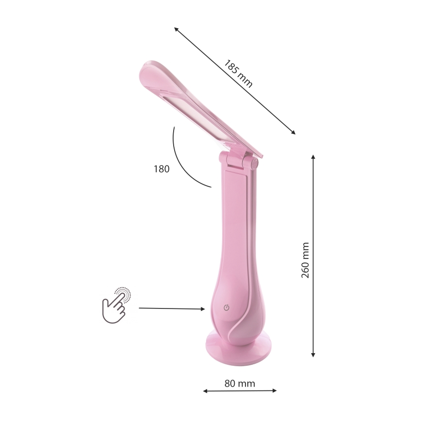 LED Stmívatelná nabíjecí stolní lampa LILLY LED/4W/5V 1200 mAh růžová