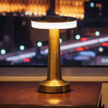 LED Stmívatelná nabíjecí stolní lampa LONDON LED/2W/5V 2700K/4000K/6500K 400 mAh zlatá