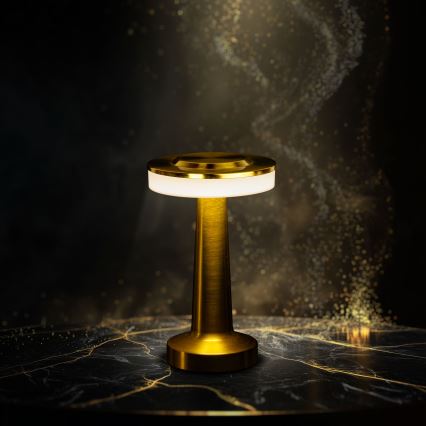LED Stmívatelná nabíjecí stolní lampa LONDON LED/2W/5V 2700K/4000K/6500K 400 mAh zlatá