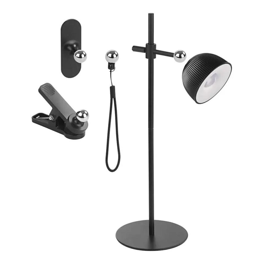 LED Stmívatelná nabíjecí stolní lampa magnetická 4v1 LED/4,2W/3,7V 4000K 1200mAh černá
