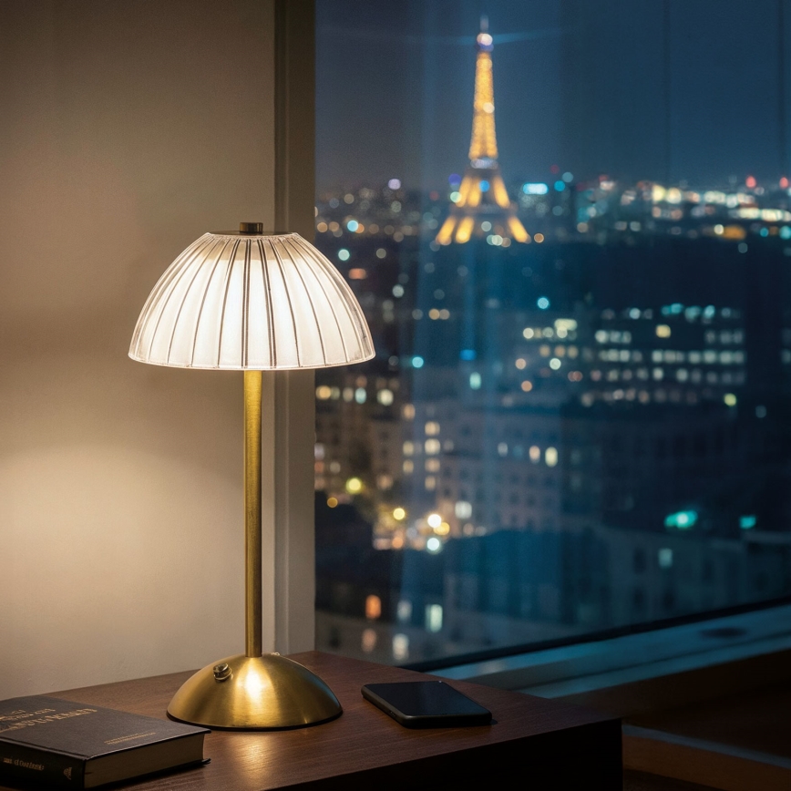 LED Stmívatelná nabíjecí stolní lampa PARIS LED/2W/5V 2700K/4000K/6500K 800 mAh zlatá