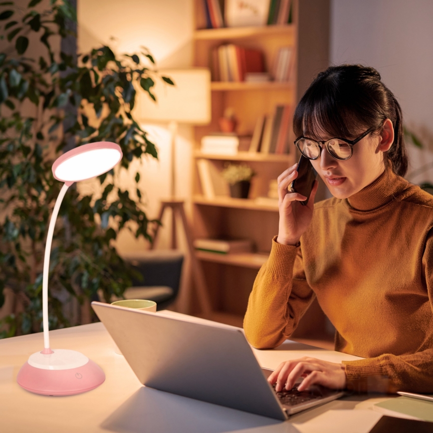 LED Stmívatelná nabíjecí stolní lampa VISUA LED/5W/5V 3000-5000K 1200 mAh růžová