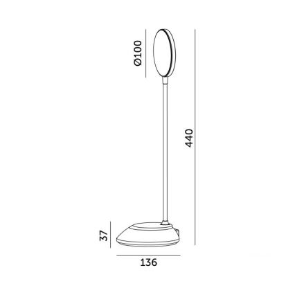 LED Stmívatelná nabíjecí stolní lampa VISUA LED/5W/5V 3000-5000K 1200 mAh šedá