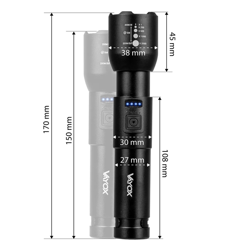 LED Stmívatelná nabíjecí svítilna LED/20W/5V IPX4 800 lm 2000 mAh