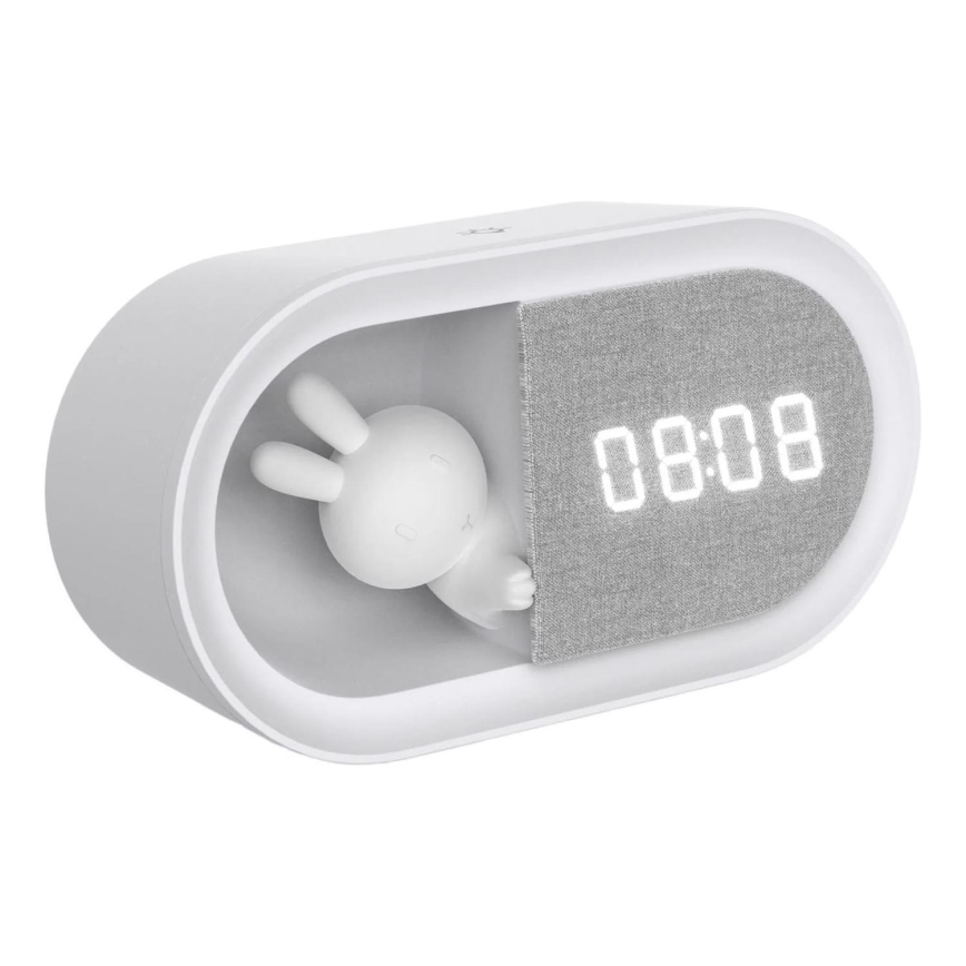 LED Stmívatelná noční lampička s budíkem BUNNY LED/1,2W/5V 3000K