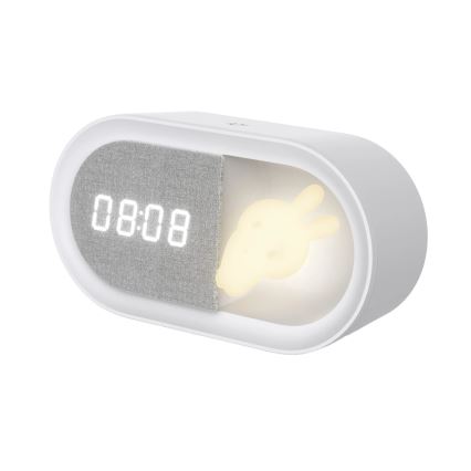 LED Stmívatelná noční lampička s budíkem BUNNY LED/1,2W/5V 3000K