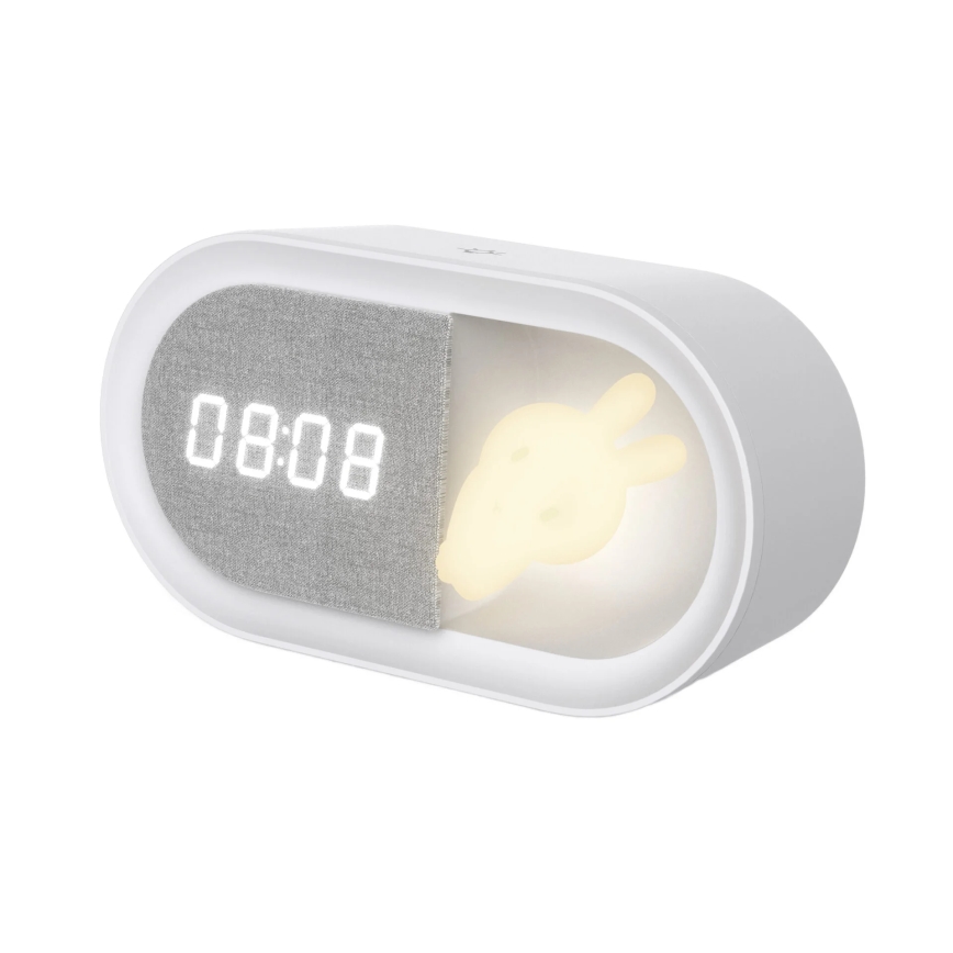 LED Stmívatelná noční lampička s budíkem BUNNY LED/1,2W/5V 3000K
