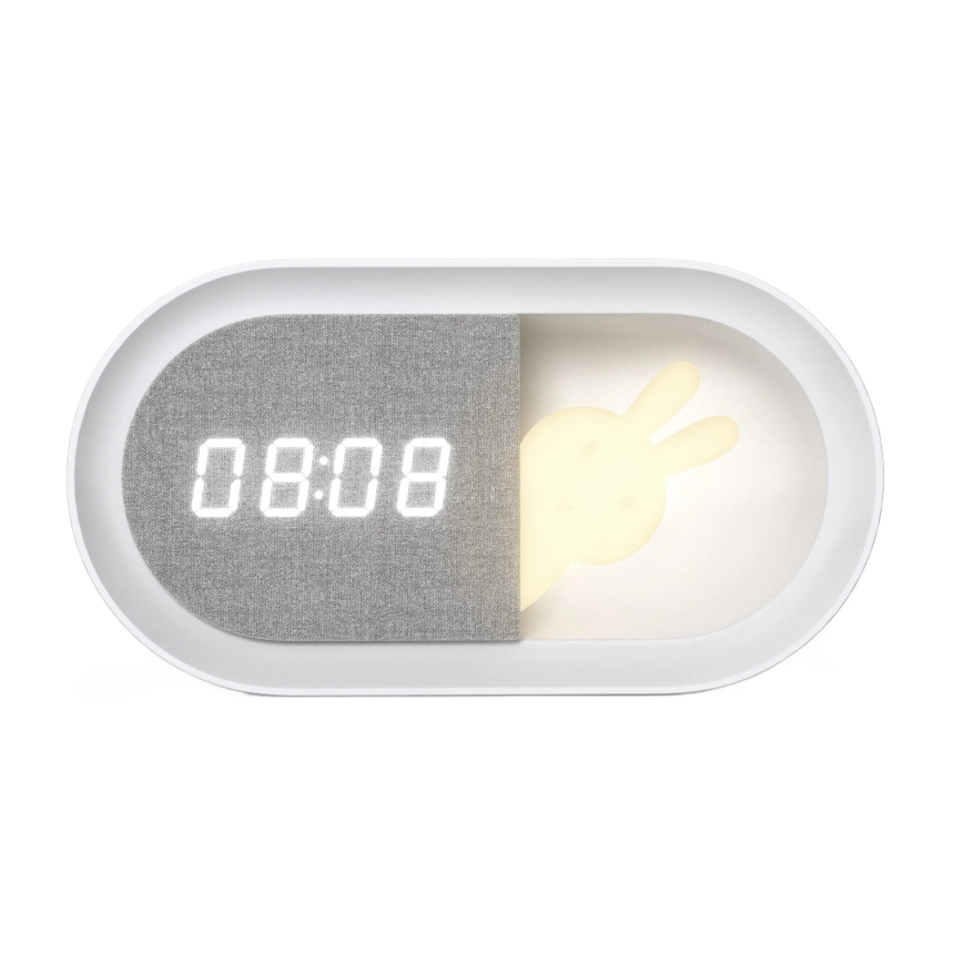 LED Stmívatelná noční lampička s budíkem BUNNY LED/1,2W/5V 3000K