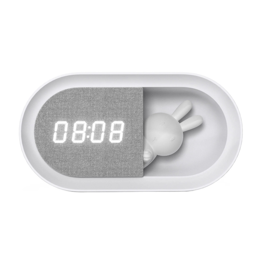 LED Stmívatelná noční lampička s budíkem BUNNY LED/1,2W/5V 3000K