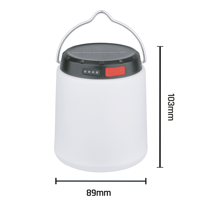 LED Stmívatelná přenosná solární nabíjecí lampa LUMINA TUBO LED/5V 800 mAh