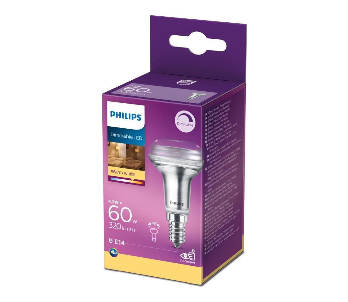 Philips LED Stmívatelná reflektorová žárovka Philips E14/4,3W/230V 2700K P5026