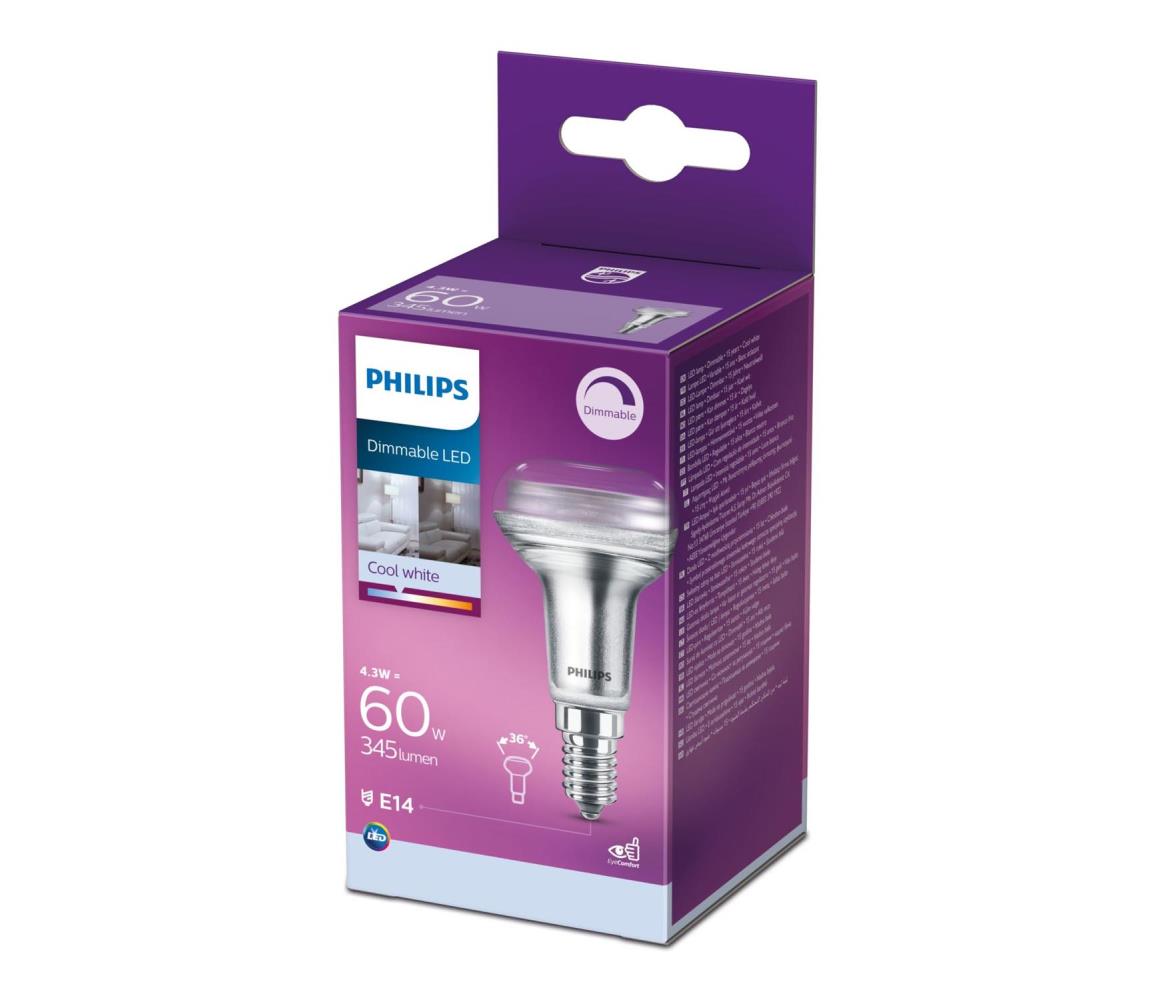 Philips LED Stmívatelná reflektorová žárovka Philips E14/4,3W/230V 4000K P5025