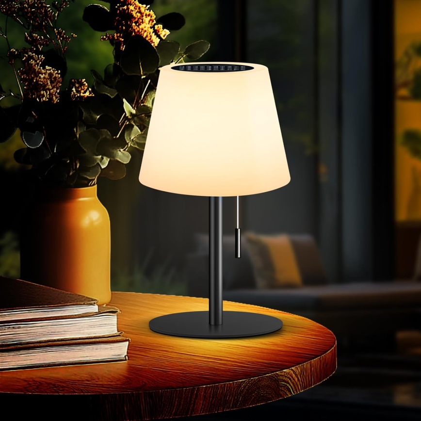 LED Stmívatelná solární lampa LED/2W/5V USB 1200 mAh IP44 bílá/černá