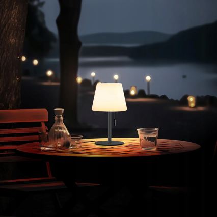LED Stmívatelná solární lampa LED/2W/5V USB 1200 mAh IP44 bílá/černá