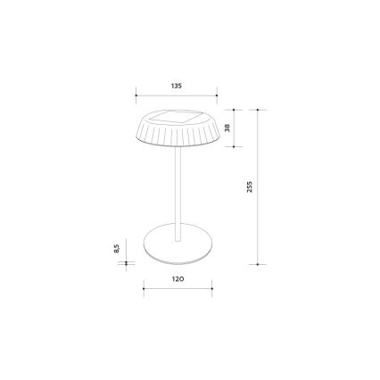 LED Stmívatelná solární nabíjecí stolní lampa VIVIEN LED/3W/5V 2700K 1600 mAh IP54 černá