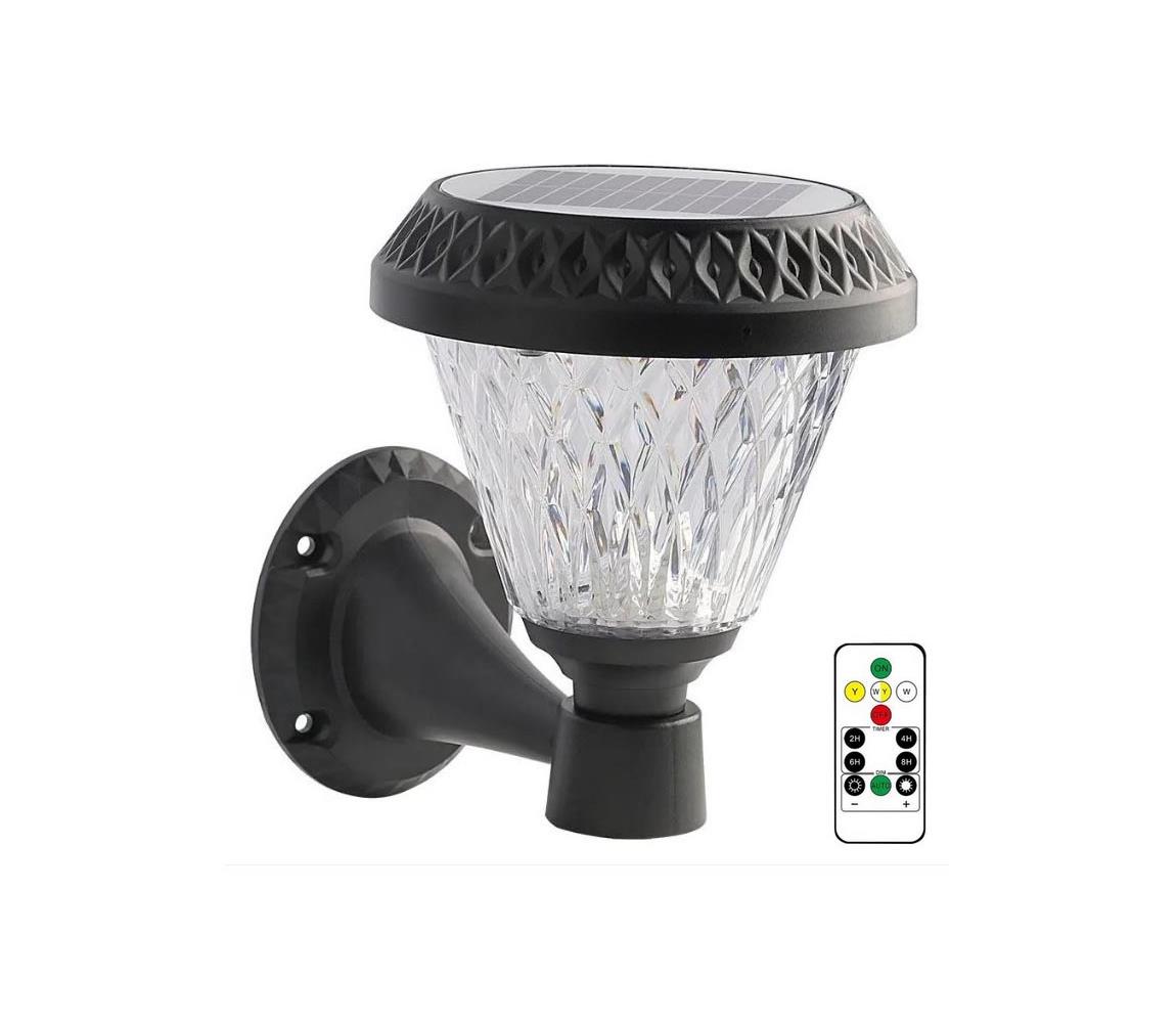 V-Tac LED Stmívatelná solární nástěnná lampa LED/0,8W/5,5V IP44 + dálkové ovládání VT0836