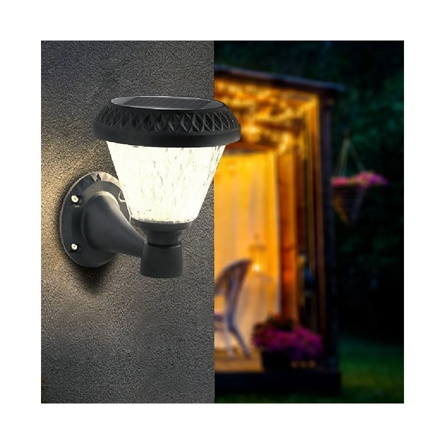LED Stmívatelná solární nástěnná lampa LED/0,8W/5,5V 3000/4000/6400K IP44 + dálkové ovládání