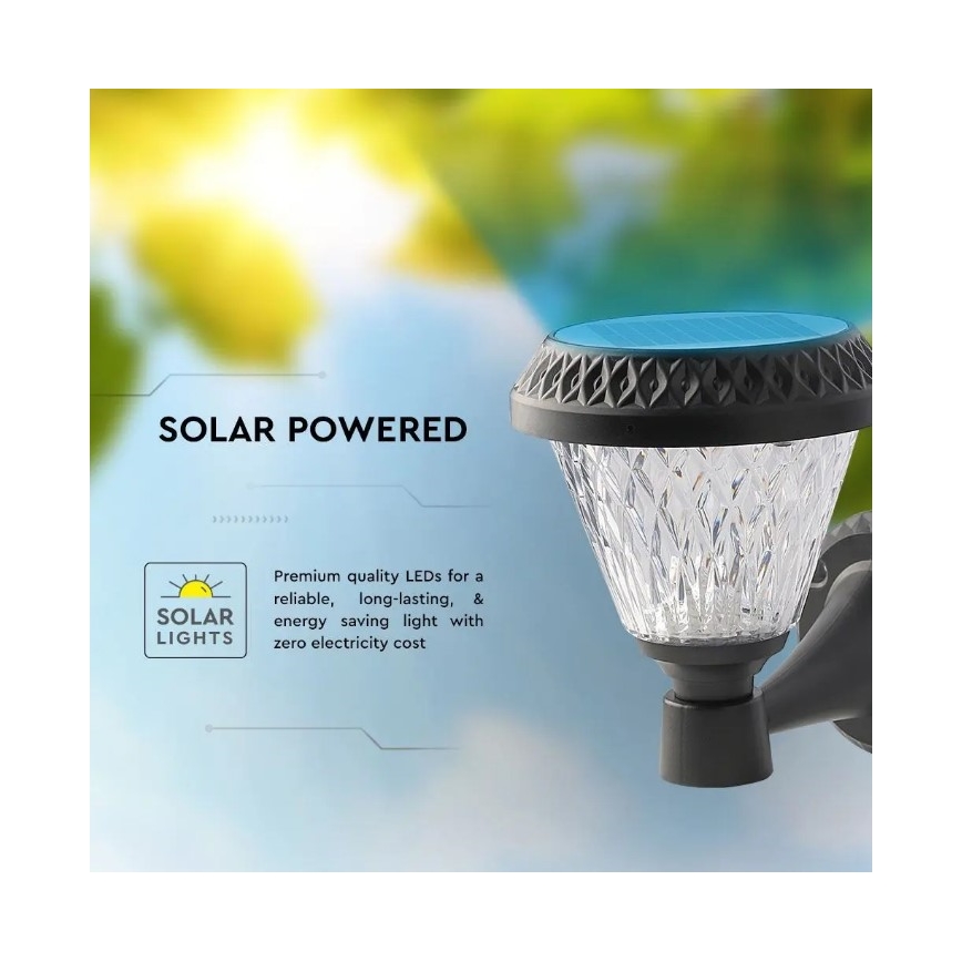 LED Stmívatelná solární nástěnná lampa LED/0,8W/5,5V 3000/4000/6400K IP44 + dálkové ovládání
