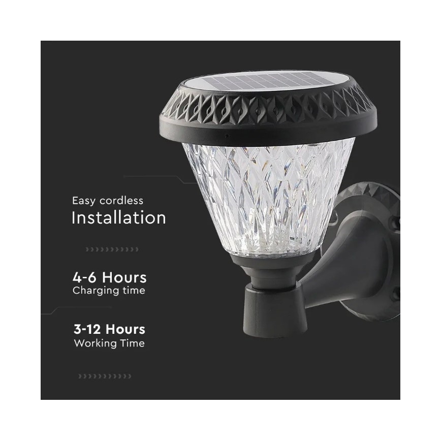 LED Stmívatelná solární nástěnná lampa LED/0,8W/5,5V 3000/4000/6400K IP44 + dálkové ovládání