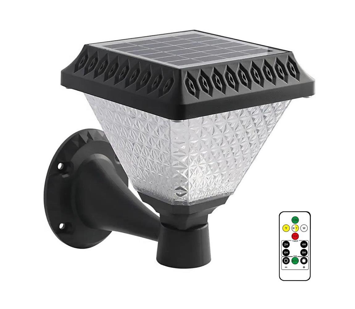  LED Stmívatelná solární nástěnná lampa LED/0,8W/5,5V IP44 + dálkové ovládání 