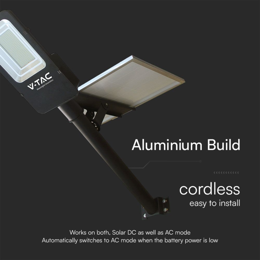 LED Stmívatelná hybridní solární pouliční lampa LED/50W/230V 6500K IP65 50000 mAh + dálkové ovládání